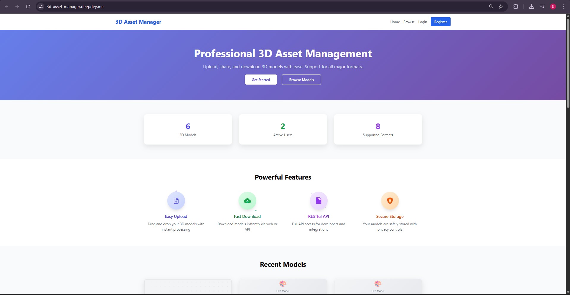 3D Asset Manager Dashboard